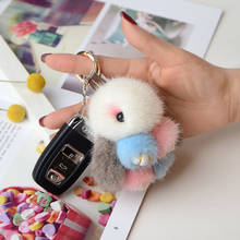 Colored Rainbow Kawaii Plush Rabbit Keychain Rabbit Doll Diamond Mink hair Fur Pompom Bunny Toys Key Chain christmas gifts 2024 - buy cheap