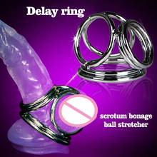 Scrotum Bondage Ball Stretcher Stainless Steel Cock Rings Sex Toys For Men Cbt Bird Lock Bondage Penis Ring Ballstretcher 2024 - buy cheap