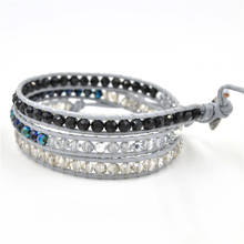 4mm Crystal Bead Multi-layer LUU Bracelet Leather Woven Multi-layer Bracelet Bracelet Women's Accessories 2024 - buy cheap