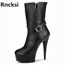 Rncksi-Botas de tacón alto de 15cm para mujer, zapatos de fiesta, Club nocturno, Pole Dancing, botines sexys de tobillo alto 2024 - compra barato