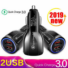 Портативное автомобильное зарядное устройство Quick Charge 3,0, 5 В, 3,1 А, быстрая зарядка, GPS, Dual USB, автомобильное зарядное устройство для iPhone, Samsung, iPad, двойное USB зарядное устройство 2024 - купить недорого