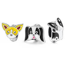 Colgante de plata de ley 925 con cuentas espaciadoras de circonia cúbica, dije con forma de perro Corgi, compatible con pulsera Pandora Original, fabricación de joyas, moda novedosa 2024 - compra barato