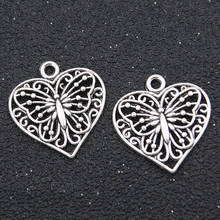 Colgante en forma de corazón con forma de mariposa y Animal, accesorio para pulsera de joyería, bricolaje, 22x22mm, 20 Uds. 2024 - compra barato