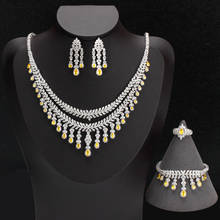 Bride Talk Luxury 4PCS  Jewelry Set double-deck Design Women Wedding Cubic Zircon Necklace Earring Dubai Bridal Accessories 2024 - buy cheap