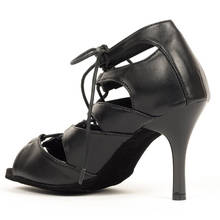 Evkoodance-Botas de baile profesionales de cuero para mujer, zapatos de salón de Salsa latina con tacón de Metal de 8,5 cm, color negro, Envío Gratis 2024 - compra barato