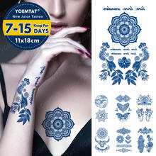 Juice Lasting Waterproof Temporary Tattoo Stickers Mandala Butterfly Lotus Totem Flash Tattoos Blue Ink Body Art Fake Tatto Male 2024 - buy cheap