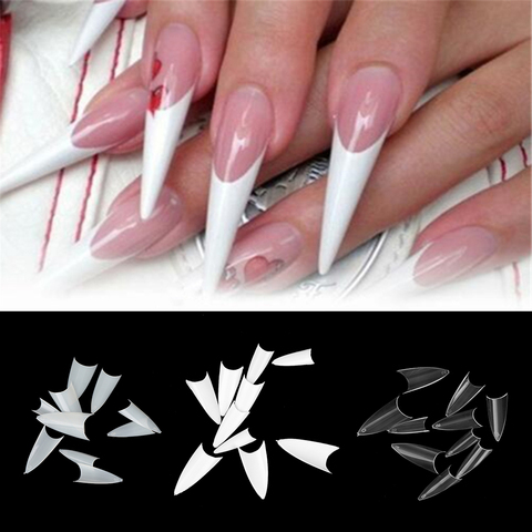 Buy 500 Pcs False Nails Clear Natural White Long Pointy Sharp Stiletto Half Cover French Acrylic Uv Gel Nail Tips Manicure In The Online Store Lekgavd Xian Store At A Price Of