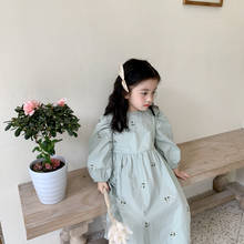 Vestido de princesa con bordado Floral para niñas, ropa de algodón con manga abombada, estilo coreano, novedad de Primavera de 2021 2024 - compra barato