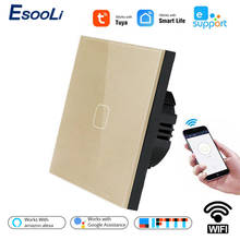 Esooli-interruptor smart life/ewelink, wi-fi, 1 gang, 1 way, interruptor de vidro, painel de vidro, touch, interruptor de parede, automação de casa inteligente, sem fio