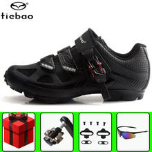 Tiebao обувь для велоспорта sapatilha ciclismo mtb SPD набор педалей для велосипеда мужские кроссовки с самоблокирующимся дышащим горным велосипедом 2024 - купить недорого