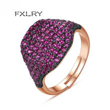 FXLRY-anillo abierto Ajustable de circonia cúbica para mujer, joyería de Boda nupcial, Retro, oro rosa, negro 2024 - compra barato