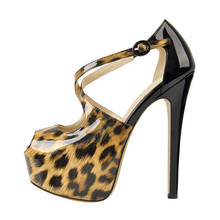 Onlyfabricante sapatos de salto alto feminino, sapatos com estampa de leopardo, plataforma aberta, para festa de casamento 2024 - compre barato