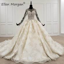 Lace Ball Gowns Wedding Dresses for Women Saudi Arabian Vestido De Noiva Elegant Princess Long Sleeves Sparkly Bridal Gown 2022 2024 - buy cheap