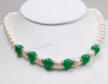 Akoya pérola verde (10mm), 7-8mm, branco natural, jades, contas, colar, 18" 2024 - compre barato