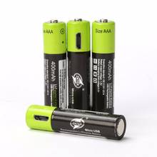 ZNTER 4 шт AAA 1,5 V 400mAh USB перезаряжаемый литий-полимерный аккумулятор Универсальный ультра-эффективный для радиоуправляемого дрона камеры 2024 - купить недорого