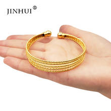 Jin Hui New Fashion Gold Color Wedding Bangles for Women Bride Can Adjustable Bracelets Ethiopian/African/Dubai Jewelry gifts 2024 - buy cheap