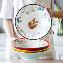 8 дюймов керамическая миска для лапши с дизайном животного леса Большая суповая миска креативная ресторанная Бытовая Цветочная Салатница столовая посуда 2024 - купить недорого