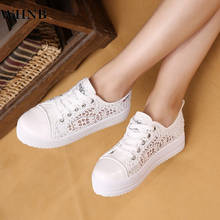 Women Shoes Fashion Summer Casual Shoes White Sneakers Cutouts Lace Canvas Hollow Breathable Platform Sneakers Tenis Feminino 2024 - buy cheap