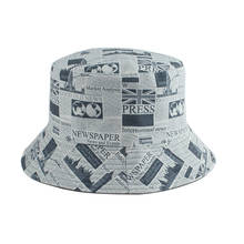 Chapéu balde vintage com estampa de jornal, chapéu de pescador reversível para o verão, praia, sol para mulheres e homens 2024 - compre barato