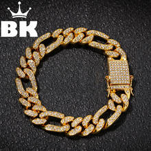 Хип-хоп золотой тон мужской Bling Iced 13 мм браслет микс с магнитной пряжкой покрытый высокое качество браслет для вечерние подарки 2024 - купить недорого