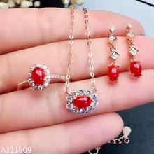 KJJEAXCMY boutique jewelry 925 sterling silver inlaid Natural Red Coral Necklace Earring Ring female Suit Support detection fine 2024 - buy cheap