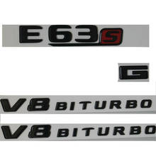 Preto brilhante letras e63s para amg v8 biturbo emblemas para w213 2024 - compre barato