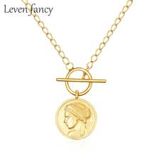 925 Sterling Silver OT Clasps Round Embossed Medal American Coin Pendant Necklace Golden Jewelry For Women 2019 Trendy Necklaces 2024 - buy cheap