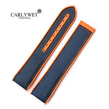CARLYWET 20 22mm High Quality Rubber Silicone With Nylon Replacement Watchband Strap Belt For Omega Planet Ocean 45 42mm 2024 - buy cheap