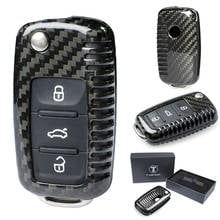 3 botões de fibra carbono remoto chave fob capa caso para volkswagen golf passat beetle 2024 - compre barato