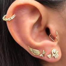 6 Pcs/Set Women Earrings Set Boho Palms Heart Wings Round Crystal Gold Stud Earring Lady Fashion Party Earring Jewelry Gift 2024 - buy cheap