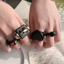 2021 moda chunky acrílico anéis para mulheres meninas na moda geométrica quadrado colorido personalidade dedo resina anel jóias presentes 2024 - compre barato