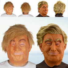 Donald trump máscara realista presidente látex chapelaria festa de halloween celebridade cosplay traje adereços peruca amarela 2024 - compre barato