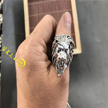 Anillo de plata tibetano hecho a mano para hombre y mujer, sortija Tong de plata antigua, cabeza de león 2024 - compra barato