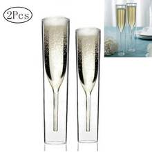 Copas de cristal de doble pared para cóctel, copa de cristal con flautas de champán, ideal para bodas, fiestas, bares y clubs, regalos creativos, 2 uds. 2024 - compra barato