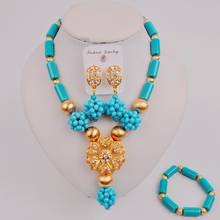 Conjunto de collar y cuentas nigerianas, joyería azul africana, ZJQ7-9 2024 - compra barato