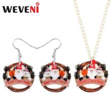 WEVENI Acrylic Christmas Santa Claus Elk Deer Snowman Jewelry Set Necklace Earrings Jewelry For Women Girls Charm Gift AccessorY 2024 - buy cheap