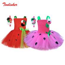 Tonlinker Strawberry Princess Girls Tutu Tulle Dress Kids Watermelon Candy Party Dress birthday costume red cosplay Skirts 2024 - buy cheap