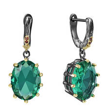 New Green Zirconia Earrings for Women Ladies Hot Design Wedding Jewelryblack Gold Color Radiant Cut CZ 2024 - buy cheap