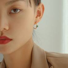 Pendientes de latón con oro de 18K y malaquita Natural para mujer, joyería Punk, vestido de fiesta, pasarela, moda japonesa coreana 2024 - compra barato