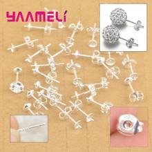 Wholesale 100PCS Lot 925 Sterling Silver Jewelry Findings Ear Pin Pairs Stud Earrings With 925 BACK STOPPERS 2024 - buy cheap