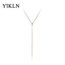 YiKLN Bohemia Stainless Steel Squares Strips Pendant Necklaces Jewelry Rose Gold Chain Chokers Necklace For Women Girls YN19007 2024 - buy cheap