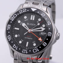 Bliger 41mm Automatic Mechanical Mens Watch Sapphire Glass Stainless Steel Bracelet Luminous Waterproof Calendar GMT Male Watch 2024 - buy cheap