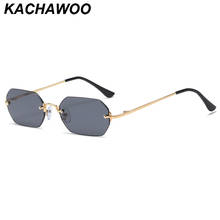 Kachawoo no frame rectangular men sunglasses small octagonal rimless eyeglasses metal women 2021 trending accessories blue 2024 - buy cheap