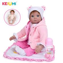 KEIUMI-Muñeca mohair realista de 22 pulgadas, muñeco de bebé Reborn de piel roja, cuerpo de tela, vinilo, juguete de bebé Reborn como regalo de cumpleaños 2024 - compra barato