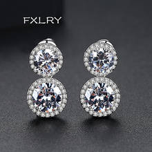 FXLRY New Purple /White Color Micro Paved Zircon Geometric round Earrings Jewelry Girl Party Gift 2024 - buy cheap