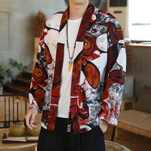 M-5XL Plus Size Men Shirts Fashion Printed Long Sleeve Autumn Spring Kimono Tops Japanese Streetwear Collarless Shirts XXXXXL 2024 - buy cheap
