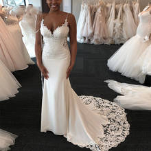 Sexy White Mermaid Wedding Dresses African Sweetheart Straps Backless Lace Appliques Bridal Gowns vestido de noiva 2024 - buy cheap