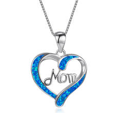 Fashion Letter Mom Pendant Necklace White Blue Opal Love Heart Necklaces For Women Vintage Rose Gold Silver Color Chain Necklace 2024 - buy cheap