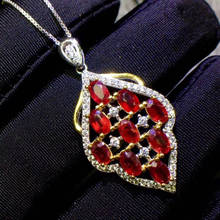 Colar masculino e feminino de rubi para casamento, joias com pingente em prata esterlina 925 natural 2024 - compre barato