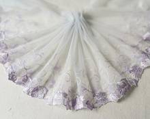 1 Meters Purple Embroidered New Arrival Lace Fabric Hot Sale Mesh Lace Trim Diy Handmade Patchwork Clothing Accessories 21cm 2024 - buy cheap